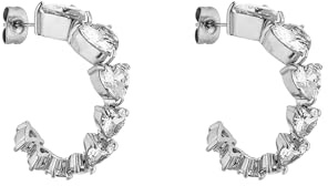Purelei Evermore Creolen – Elegante Ohrhänger mit herzförmigen Zirkonia-Steinen | Edelstahl 18K vergoldet, Silber, Roségold (Silver)