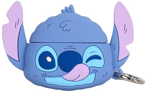 Disney Stitch Funda para Auriculares inalámbricos, Funda para Apple Airpod 1 y 2, Funda de Silicona con mosquetón (Apple Airpod 1 y 2)