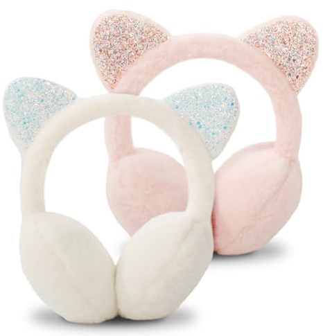 ESYFOR Orejeras Niño, 2 Piezas Orejeras de Invierno para Niñas Invierno Cálido Ajustables Gruesas Antifrío Lindo Orejera de Felpa para Niñas Niño Mantener Caliente