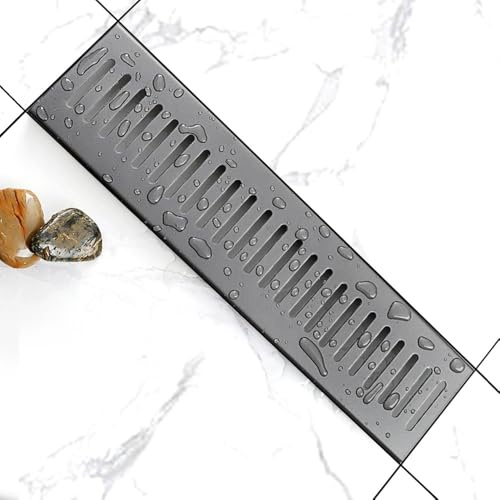 Outdoor Abflussgitter Grau Edelstahl Entwässerungsrinne 10cm Breite Rectangulaire Bodenablauf Duschrinne Gitterrost Für Pool Garten Küche(L 120cm(47”))