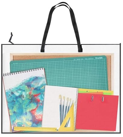 Xijobido Borsa Per Materiali Artistici,Borsa Per Conservazione Poster Da 48 X 64 Cm Con Maniglia E Cerniera | Porta Documenti Trasparente Ideale Per Viaggi Escursioni Scuola Bambini