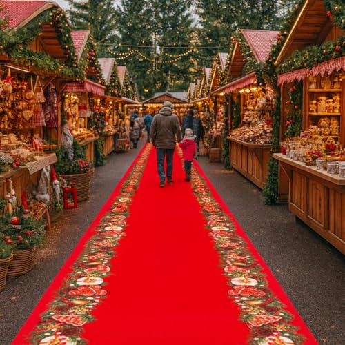 Olivo.Shop Jingle Roll - Alfombra navideña de 1 Metro de Ancho, para Eventos y preparaciones, por Metros, para Interior y Exterior, Alfombra navideña a Medida (Hearts, 30 m)