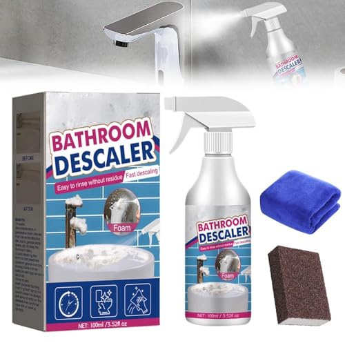 2026 Upgrade Fleckenentferner für Hartnäckige Flecke, Multifunktional Duschkabinenreiniger, WC Reiniger Kalkentferner Dusche Stark, Badezimmer Reiniger für Kanalisation Toiletten Glas (1)