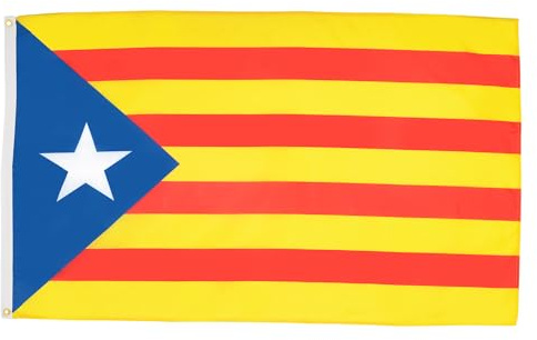 Bandera Jardín Cataluña Estelada Blava Poliéster Ligero Independentista Catalán Bandera Divertidas Banderas Del Patio Durable Para Césped Playa 90X150 Cm