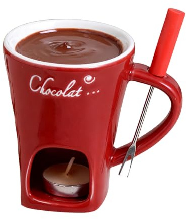 Chocolate Melting Mug - Butter Warmer with Fork,Portable Hot Pot Cup Kit,for Seafood Dinner Appetizer Sauce Cheese Candy Caramel Wedding Picnic Party Cooks Family
