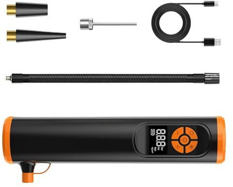 Gonfleur de pneu – Pompe à air numérique portable avec lumières LED, compresseur de pneu de voiture | Gonfleur pour moto, vélo, scooter électrique, flotteurs de piscine, jouets, garage domestique, rép