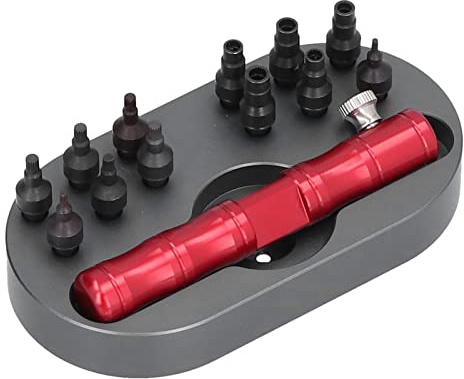 Fafeicy Strumento per la Rimozione del Cacciavite per lo Strumento per la Rimozione del Tubo della dell'orologio, Manico in Acciaio + Alluminio 45#, Dotato di Maniglia e Base, Adatto per Stringere