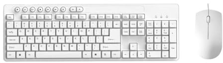 GRwzuPUEG 113 Touches Clavier Anglais Souris USB Filaire Ordinateur de Bureau Clavier Conception Ergonomique Clavier Compatible avec PC Portable de Bureau(White)