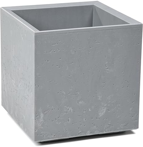 Tymar Fioriera su Ruote 30x30x30 Grande Outdoor, Grande Vaso da Fiori, Fioriere, Vaso da Fiori Grande XL Aspetto Cemento Plastica_KARO (Cemento)