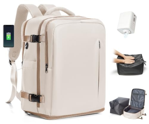BJLFS Reseryggsäck Handbagage 40x30x20 Ryanair Wizzair Kvinnor Vacuum Ryggsäck med Pump 40x30x20 Vueling Easyjet Vattentät Bärbar Ryggsäck för 14 tum Män