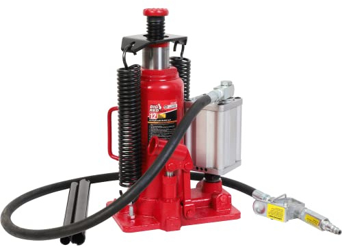 BIG RED TA91206 Torin Pneumatic Air Hydraulic Bottle Jack with Manual Hand Pump, 12 Ton (24,000 lb) Capacity, Red