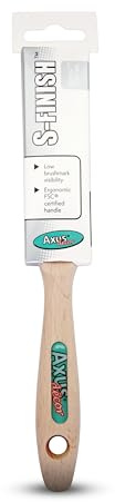 Axus Decor S-Finish målarpensel (gråfärg) - 25 mm 1 tum - För alla färger, syntetiska filament, bambuhandtag, rostbeständigt rostfritt stål, kompatibel med Brushmate ånglådor