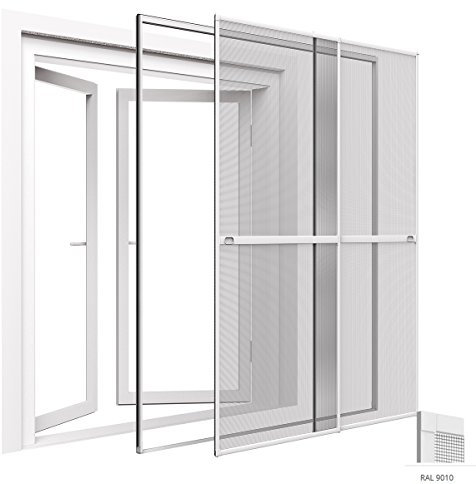 easy life Premium Insektenschutz Doppelschiebetür 230 x 240 cm XXL Schiebetür mit Klemmzarge Montage ohne Bohren doppelte Insektentür mit hochwertigen ALU-Profilen, Farbe:Weiß