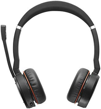 Jabra Evolve 75 MS Wireless Stereo On-Ear Headset – Microsoft Certified Headphones With Long-Lasting Battery – USB Bluetooth Adapter – Black
