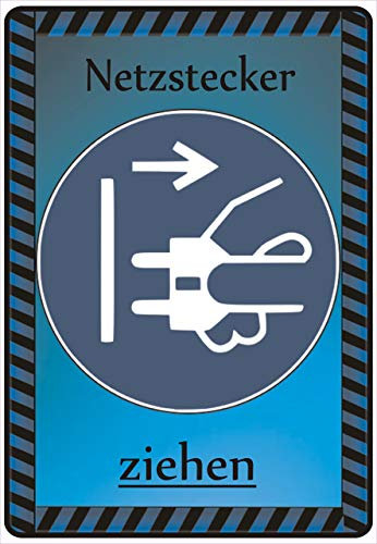 Schild Hinweisschild Hinweis Netzstecker ziehen Strom Netz Stecker Elektrik