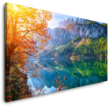 schöne Herbst Landschaft 120x 60cm Panorama Leinwand Bild XXL Format Wandbilder Wohnzimmer Wohnung Deko Kunstdrucke