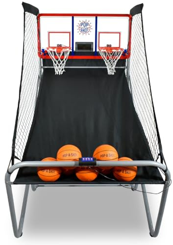 Pop-A-Shot Official Indoor/Outdoor Dual Shot Basketball Arcade Game - Weather Resistant - 16 Different Games - 6 Audio Options - Near 100% Scoring Accuracy - Large LED Scoreboard