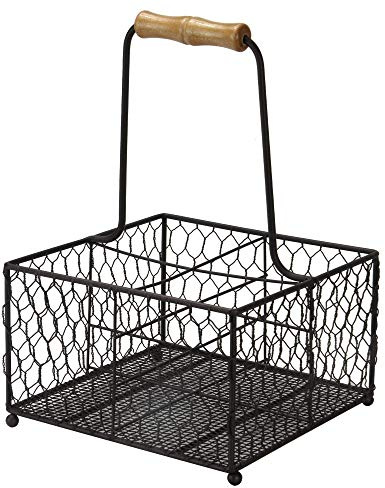 4 Bottle Milk Crate with Wooden Handle|Wire Bottle Carrier