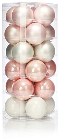 COM-FOUR® 24x Bolas de Navidad - Bolas de Cristal Real para Navidad - Adornos para el árbol de Navidad, Ø 6 cm