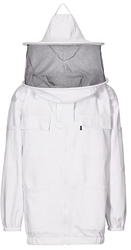 Exner 617 – Chaqueta de apicultor con sombrero, 3 capas, artículo 100% algodón (apicultor) Blanco L