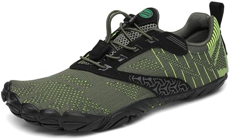 SAGUARO Barfota Skor Dam Herr Trail Löparskor Flexibel Lättvikt Vattensport Skor Halkfri Bekväm Minimalistiska Skor för Gående Fitness Gym Klättrande, Grönt 42 EU