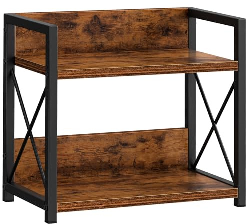 Giikin Countertop Shelf Organizer, 2 Tier Kitchen Spice Rack for Countertop, Wood Coffee Counter Shelf Organizer for Home (Brown, S)