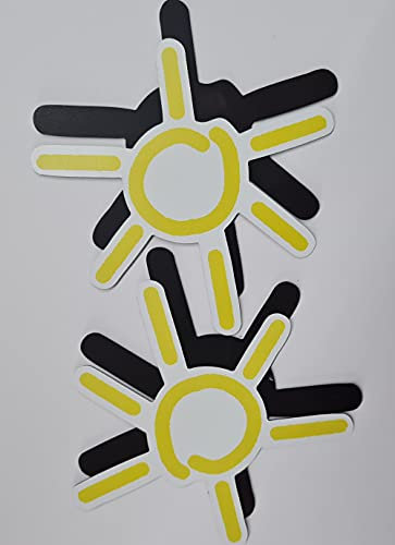 FlyEx Grömitzer Sonne Magnete anstatt Aufkleber Sticker für Fliegengitter Insektenschutz Reparatur-Set Vogelschlag Netze Türen Fenster Schiebetüren Spannrahmen (2X Sonne)