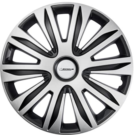 MICHELIN Radkappe MX-ABS 16 Zoll Universal Radzierblende 4er Set Fürs Auto ABS Kunststoff | Schwarz/Silber