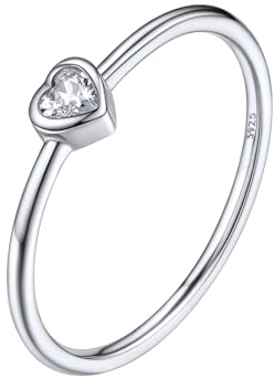 Silvora Anillo Alianza Plata Mujer de Compromiso Boda Anillo Liso Mujer Plata de Primera Ley con Circonitas Brillantes Corazón Talla 27 (67.2mm) Anillo Dedo Medio Indice