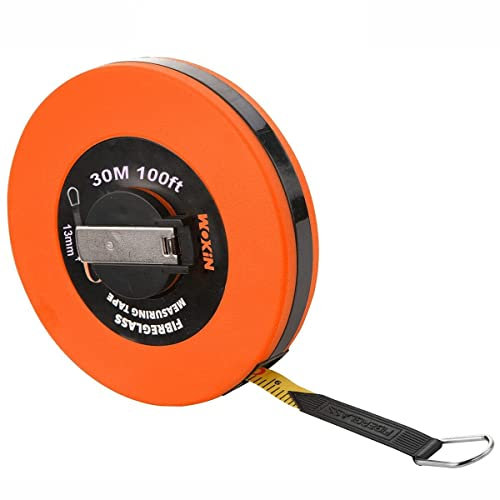 WOKIN 30m*12.5mm Long Fiberglass Measuring Tape, Gauge Measure Ruler Tools for DIY or Building Requirements Surveyors and Engineers Site use Measurements with Metric