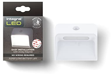 Integral LED SensorLux Warm White Motion Sensor Night Light with Magnetic Plate – Solid Construction, Rechargeable 2200mAh Battery Easy to Install for Stairs, hallways, Indoor porches, and wardrobes.