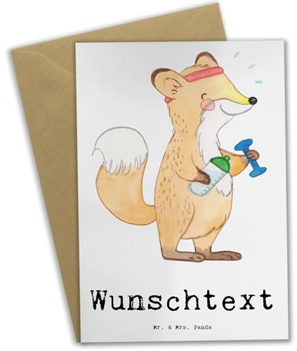 Mr. & Mrs. Panda grußkarte personalisiert Fuchs Fitness - Personalisierte Geschenke, Klappkarte, Sportler, Sportclub, Karte, Kraftsport, Grußkarten, Sport, Fitnessstudio, individuelle, Treiben