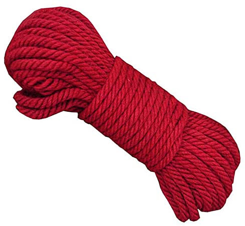 ZEALMAX 100% Natürliches Hanfseil, 10mm (0.4 Zoll) × 20m (65 Fuß) Juteseil für Bindung, Hof Garten Dekoration, Haustier Spielzeug Seile, Rot