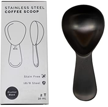 Coffee Scoop 2 Tbsp – Brushed Black, Stainless Steel – Precise Measuring Spoon for Coffee, Tea & More – Ergonomically Balanced Handle – Fits Inside Airscape® Canisters