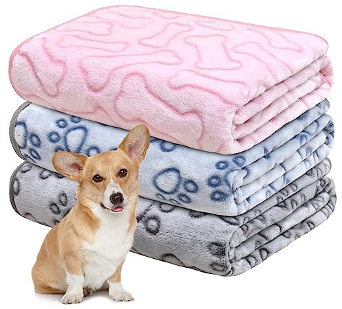 Gorgelly 1 Pack 3 Hundedecke Weiche Haustierdecke Waschbar,60x80cm | Kuscheldecke Flauschig für Kleine Mittlere Hunde Katzen, Sofaschoner für Hunde, Hundedecke für Unterwegs