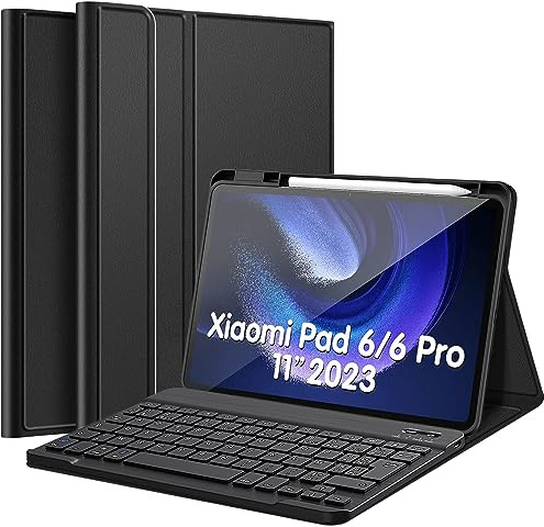 Nanhent Clavier Coque pour Xiaomi Pad 6 (11 Pouces) 2023, AZERTY Français Amovible Bluetooth sans Fil Clavier Étui Housse pour Xiaomi Pad 6 11 (Xiaomi Pad 6)