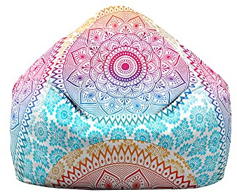 Mateju Sitzsack, Gemütlich Sitzsack Kinder, sitzsack Erwachsene oder als Gaming Bean Bag, 3D-Mandala Garten Relaxo Sitzsack Geeignet für Lnnen Oder Außen zum Liegen Oder Sitzen (Regenbogen,XL)