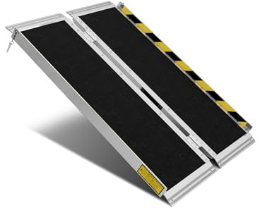NEOWISM Protable Wheelchair ramp 4FT,Non-Slip Folding Aluminum Handicap Ramps,Threshold Ramps for Home,Holds up to 800lbs,Wheelchair ramp for Steps (4FT(Useing Height 4-12inch))