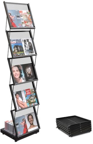 Mecent zeitschriftenständer Faltbares 5-Lagen prospektständer Tragbarer zeitungsständer für Messen und Büros (160×45×37CM)