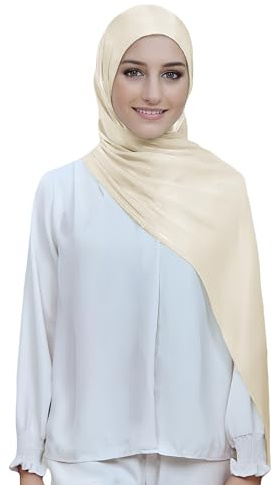 Lina & Lily Sheen Shimmer dam crepe halsduk sjal wrap huvud hijab lätt, BEIgE, one size