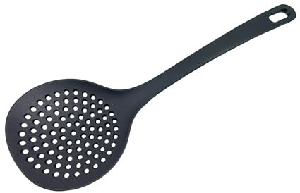 Fackelmann Schiumarola antiaderente in Nylon alto spessore, max 200°C, lavabile in lavastoviglie, dim 34 x 11 cm, linea Nero