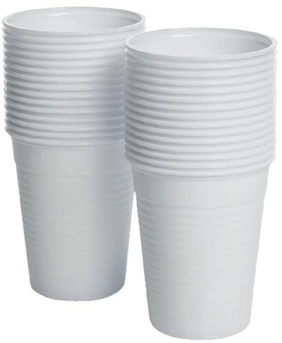 KAV Disposable White Plastic Cups - 7oz Plastic Glasses for Travel, Wedding Party, Picnic, Wine, Juice, Dessert, Cold Drinks, Drinking Water, Coolers, Vending (180 ml) (Pack of 1000)