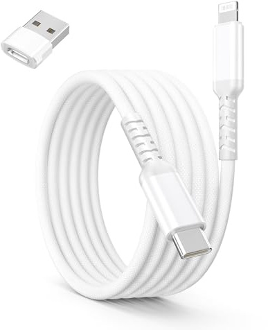 Basesailor USB C auf Lightning Ladekabel 3Meter mit USB A Adapter | Kurz Fast Kable,Typ C Netzteil PD Schnellladekabel für iPhone 14 13 12 11 Xr Xs Mini Pro Max SE Plus,Airpods 3,iPad 8