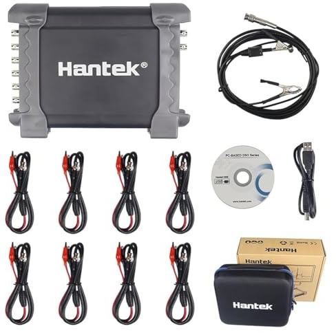 8Channel Diagnostic PC Digital Oscilloscope/DAQ/Programmable Generator 2.4MSa/s USB Bandwidth 100K Virtual Automotive Diagnostic Signal Oscilloscope Can Print,Data Storage,Waveform Record Hantek 1008C