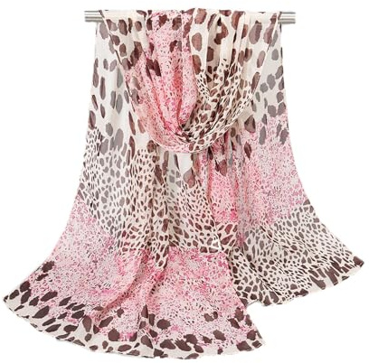 SMTCM Seidenschal Leopard 1 STK Chiffon Seidentuch mit Animal Print Halstuch Leichtes Leopardenschal Dünn Sonnenschutz Kopftücher Scarves weicher Tierdruck Stola für alle Jahreszeiten (Rosa,150CM)
