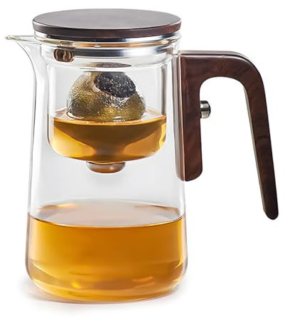 FXNFXLA Glass Teapot with Infuser, Semi-Automatic Glass Magnetic Magic Tea Pot Kettle, Slide Switch, Removable for Cleaning, for Loose Leaf & Blooming Tea