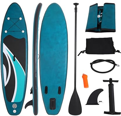 WOLEGM Aufblasbares Surfbrett, 305 * 76 * 10cm Stand Up Paddling Board Aufblasbar mit Aufblasbare Pumpe, Padde und Reparaturset für Professionelle Surfer, Anfänger