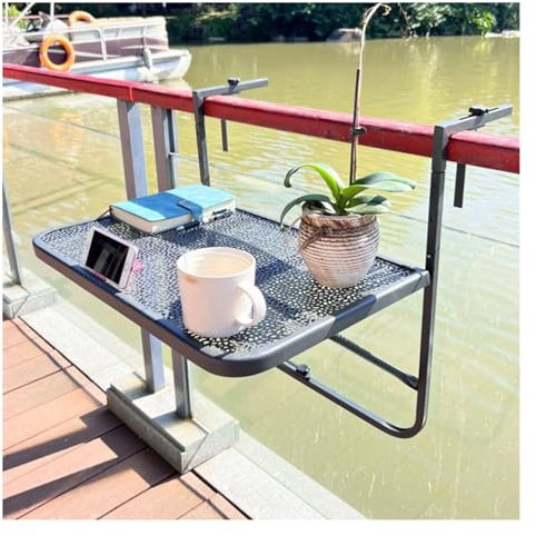 Outdoor Balkon Geländer Hängender Klapptisch Platzsparend Balkon Bartisch für Geländer Terrasse Deck Schienentisch mit hängendem Design