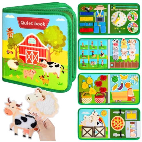 Poudya Quiet Book ab 1 Jahr, Das interaktive Baby Stille Buch, Weichem Filzbuch für frühe Bildung,Sensorik,Feinmotorik,Kreativität, Geschenk Weihnachten und Geburtstage für Junge Mädchen