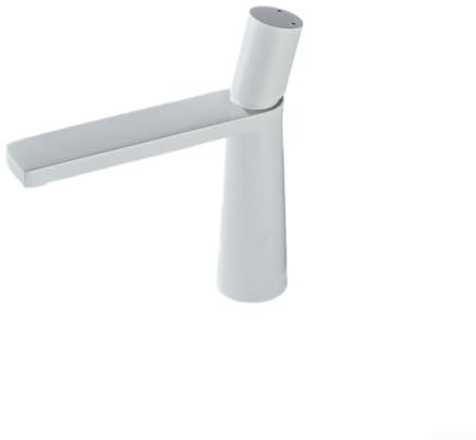 ZAMETTER Einloch-Waschtisch-Heiß- und Kaltwasserhahn, Waschbeckenarmatur, Badezimmer-Einloch-Becken Heiß- und Kaltwasser-Wasserhahn, Waschbecken, Vollkupfer (weiß)